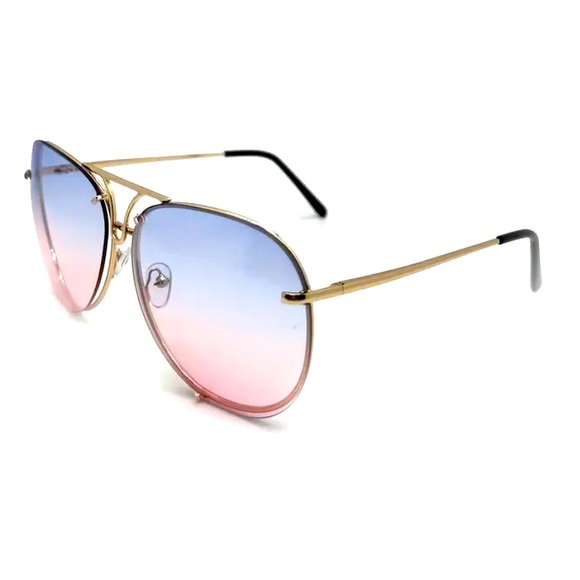 Miz Le Porsche Oversized Aviator Sunnies Clear Peach or Blue Tinted Sunglasses - Picture 13 of 16